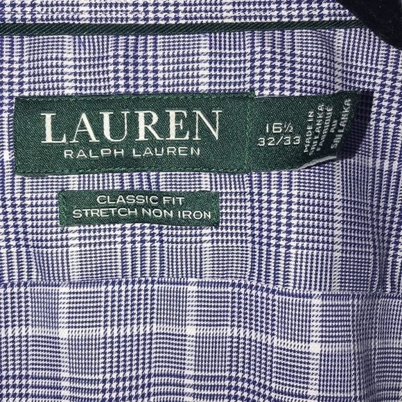 Ralph Lauren Classic Fit Stretch Denim Blue Houndstooth Pattern Size 16.5” 32/33 - Picture 2 of 4